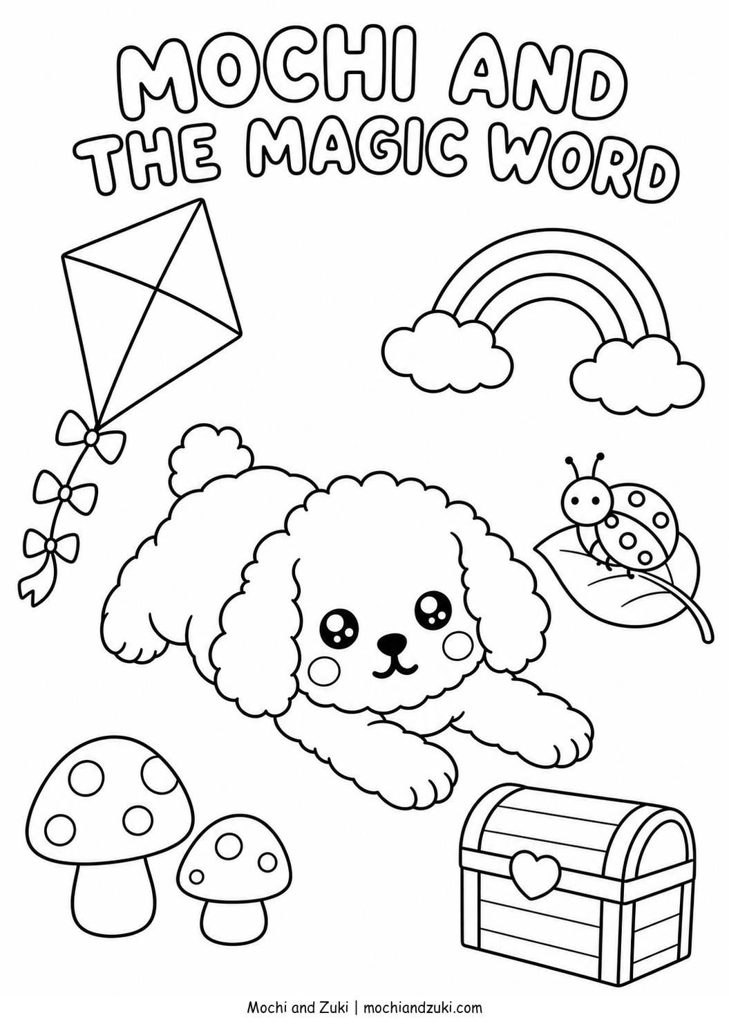 Mochi and the Magic Word Colouring Page 2 preview