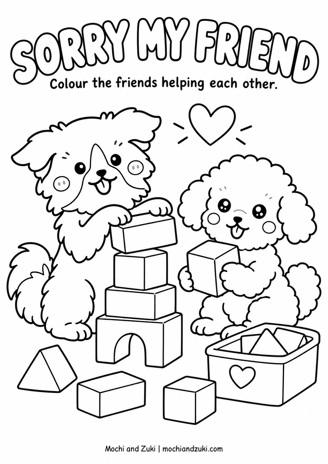 Sorry My Friend Colouring Page 2 preview