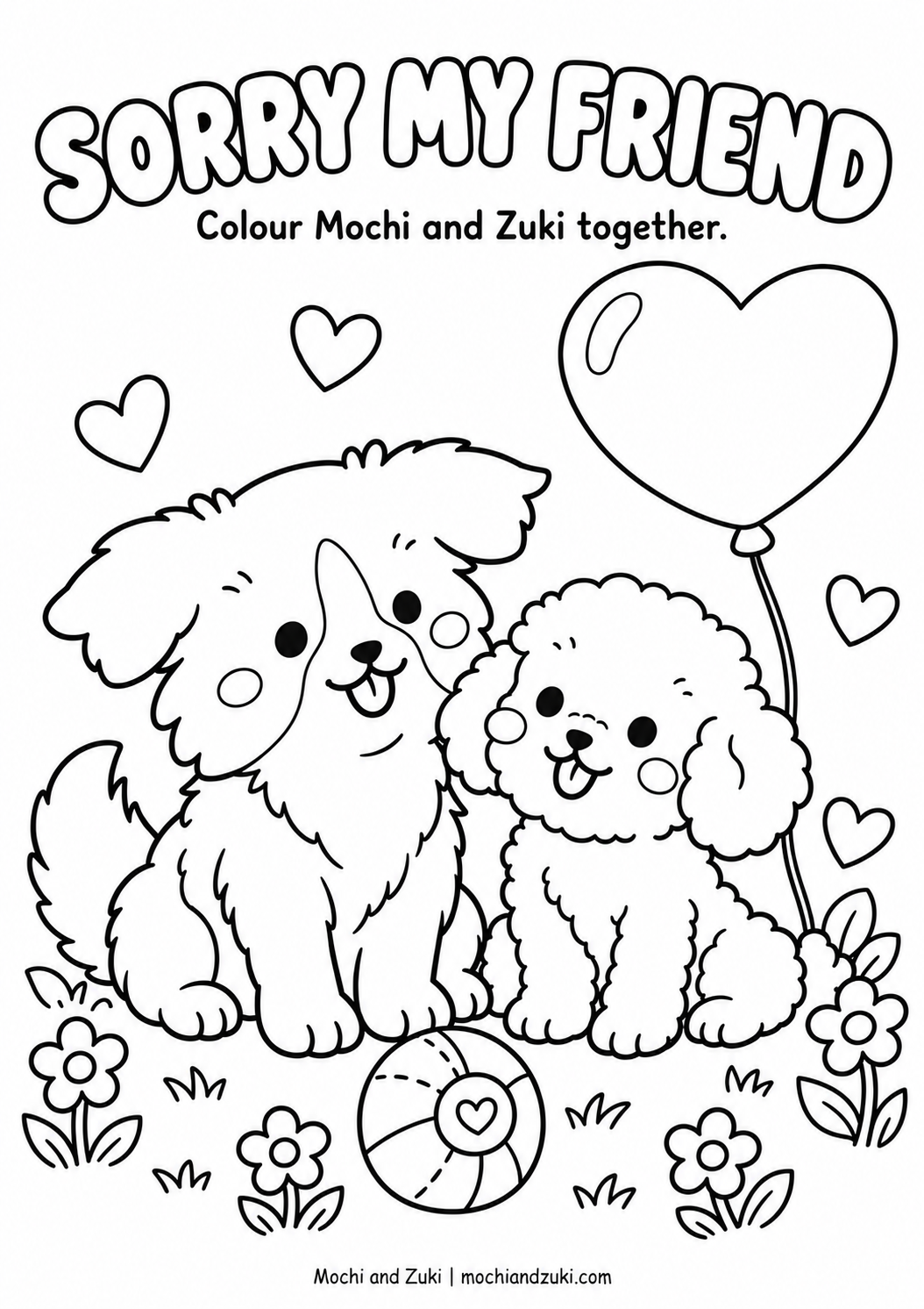 Sorry My Friend Colouring Page 1 preview