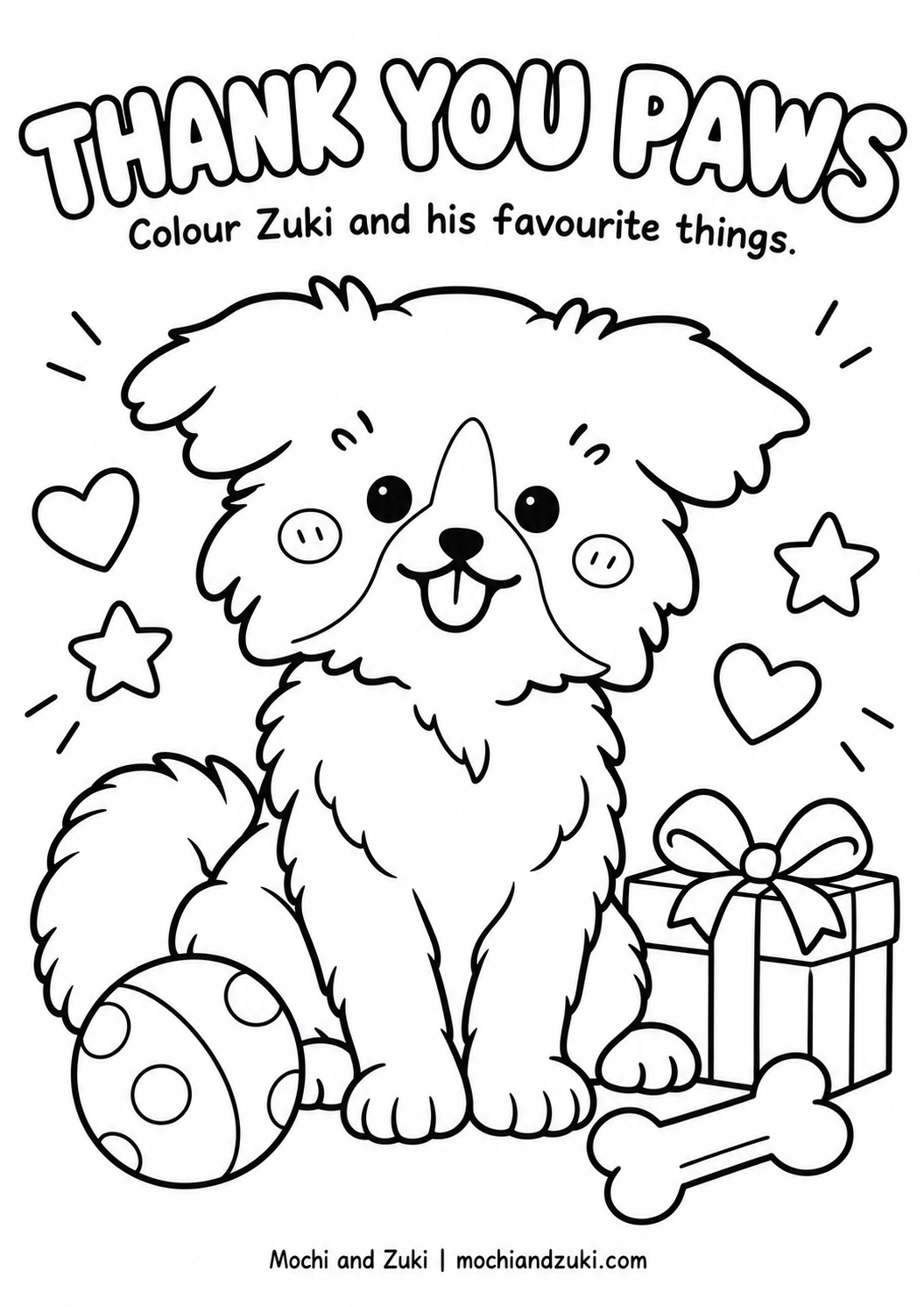 Thank You Paws Colouring Page 1 preview