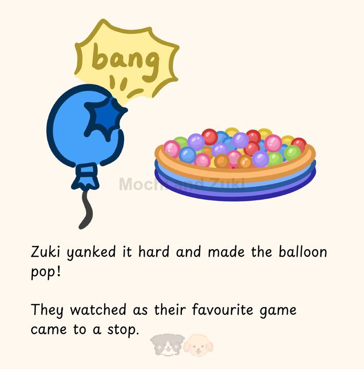 Preview page showing the popped balloon after Zuki pulls it too hard.